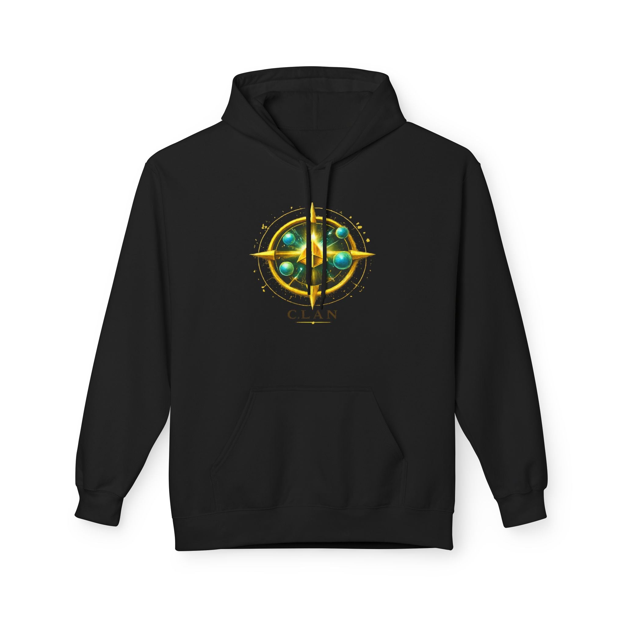 Clan Emblem Hoodie — Gold & Emerald Symbol Pullover