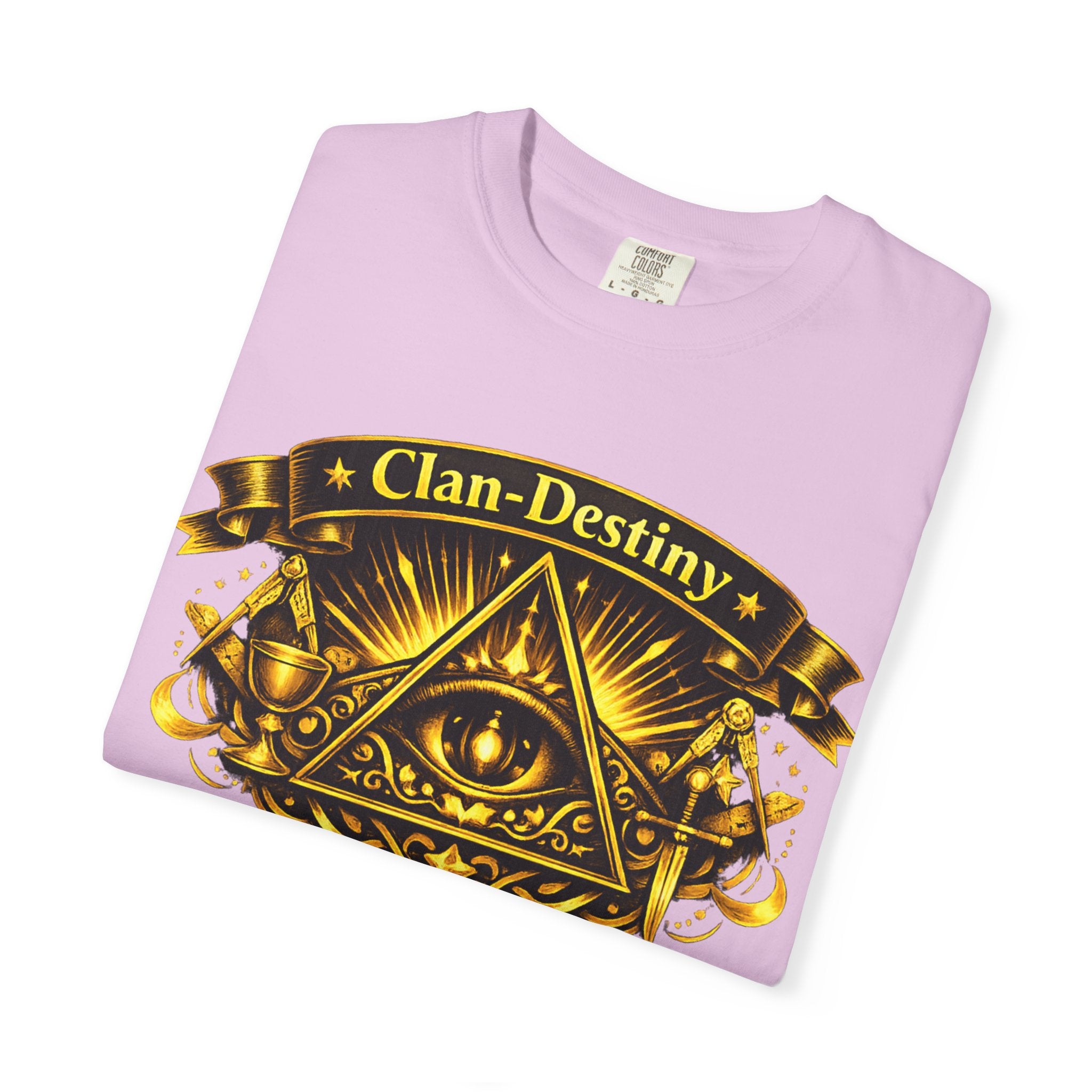 Mystic Eye T-Shirt — "Clan-Destiny" Gold Pyramid Graphic