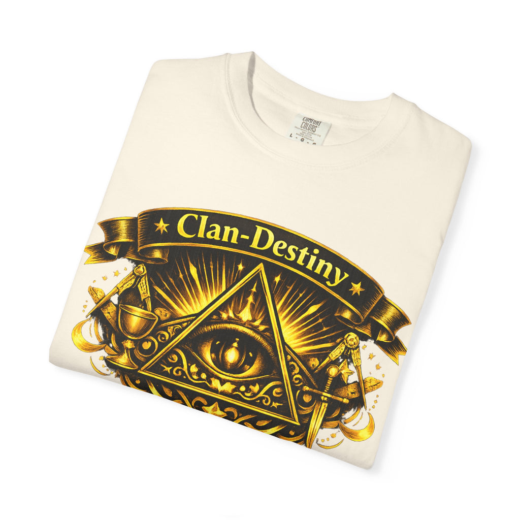 Mystic Eye T-Shirt — "Clan-Destiny" Gold Pyramid Graphic