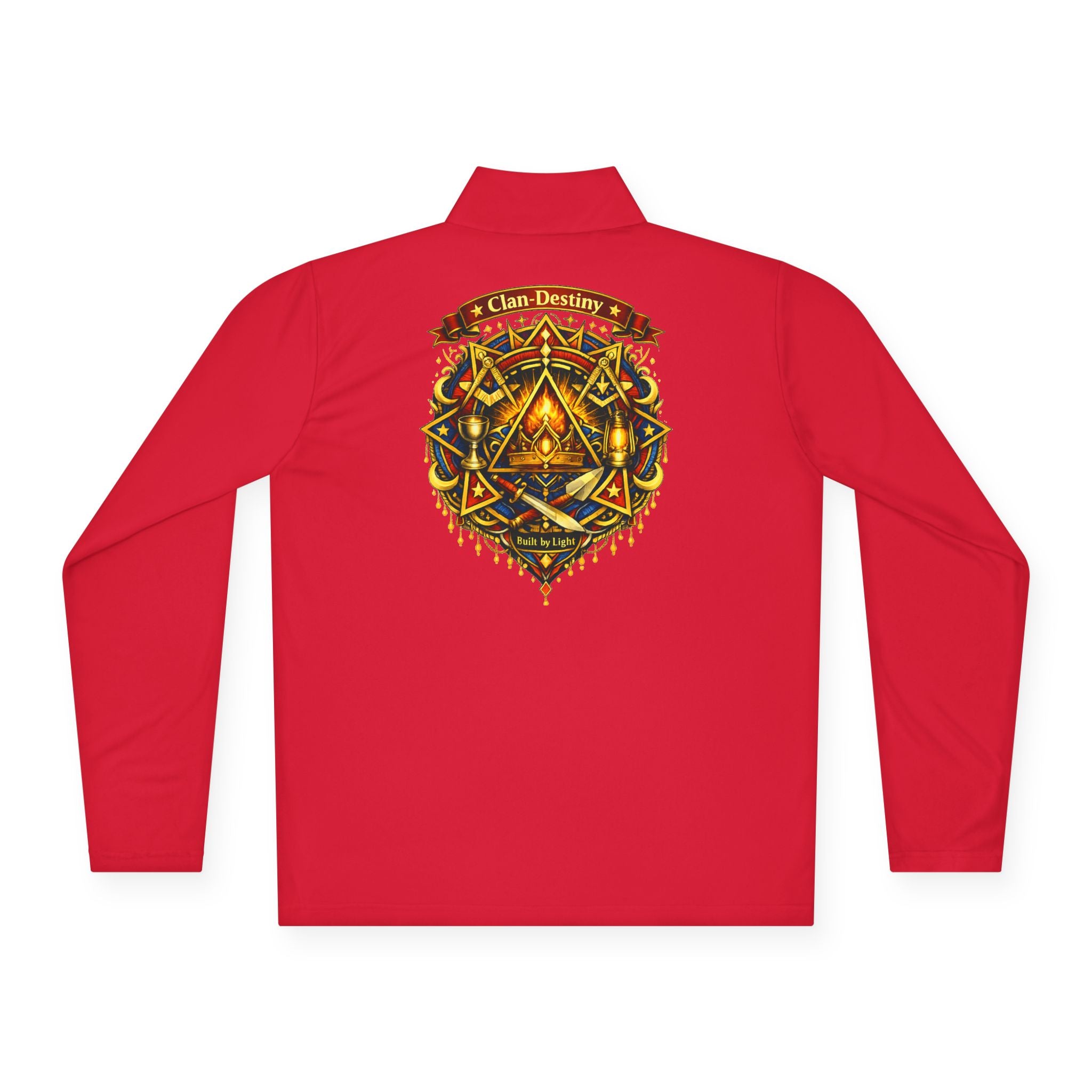 Ember Sigil Quarter-Zip Pullover — Fantasy Crest Backprint & Chest Emblem