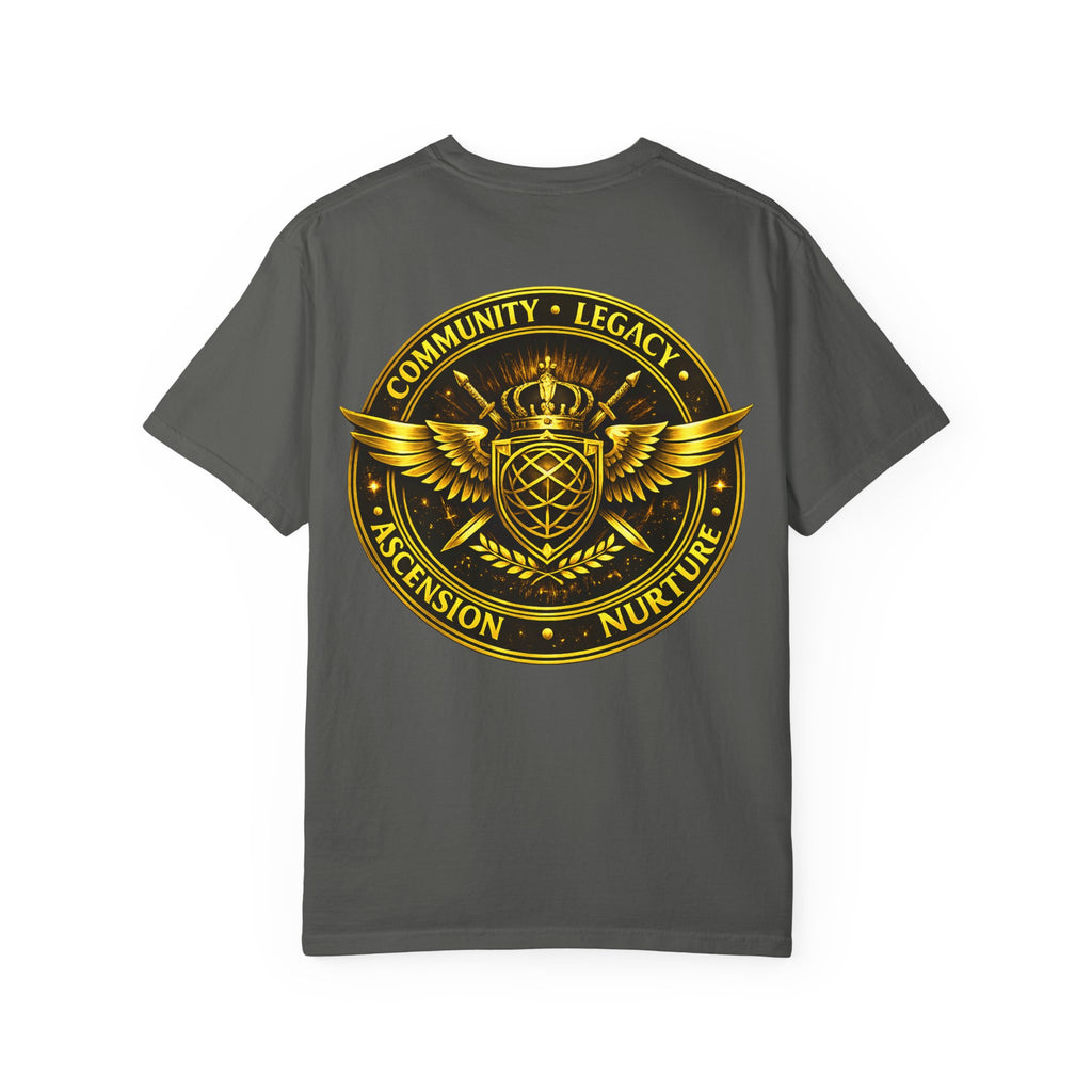 Clan-Destined Graphic T-Shirt — Gold Crown & Wings Emblem