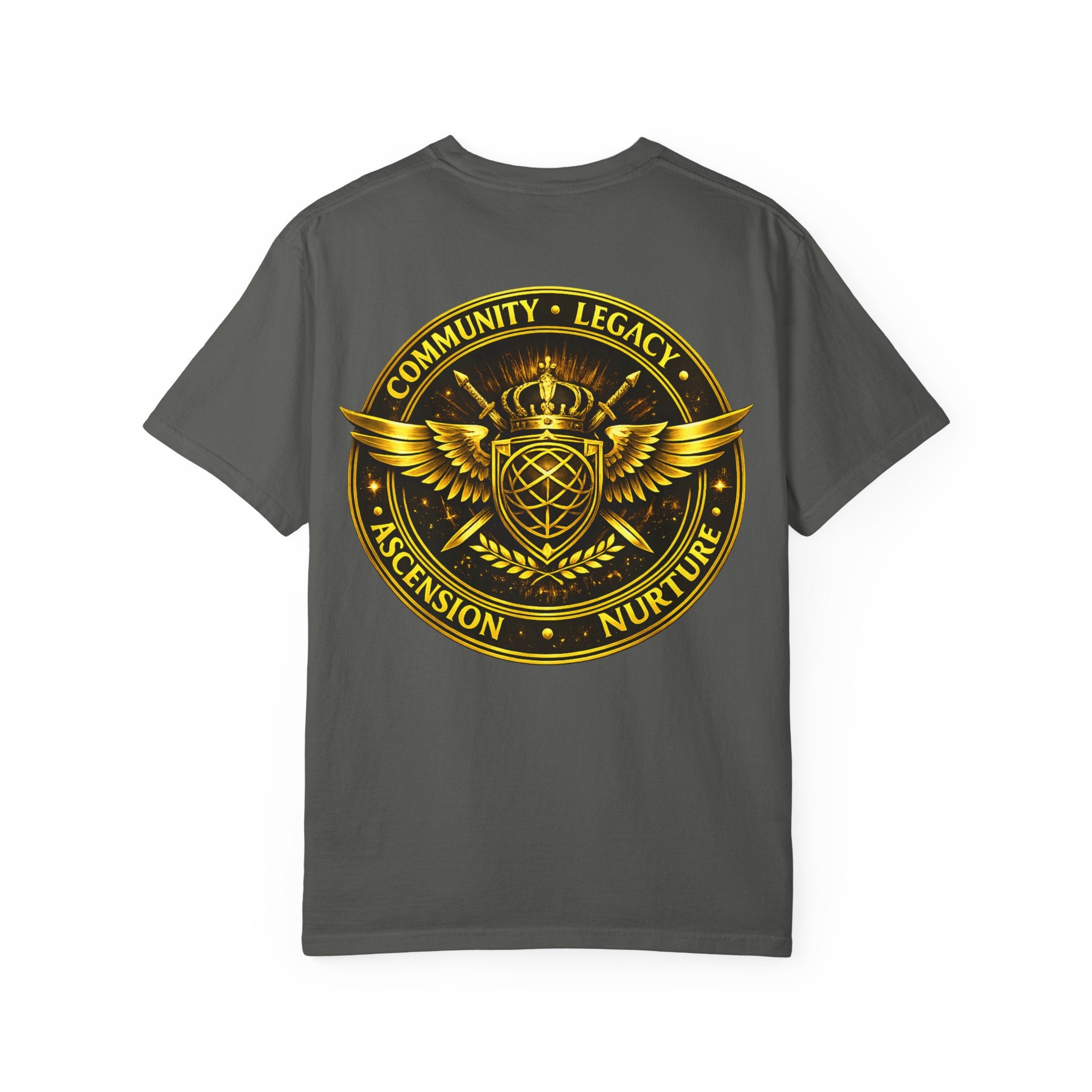 Clan-Destined Graphic T-Shirt — Gold Crown & Wings Emblem