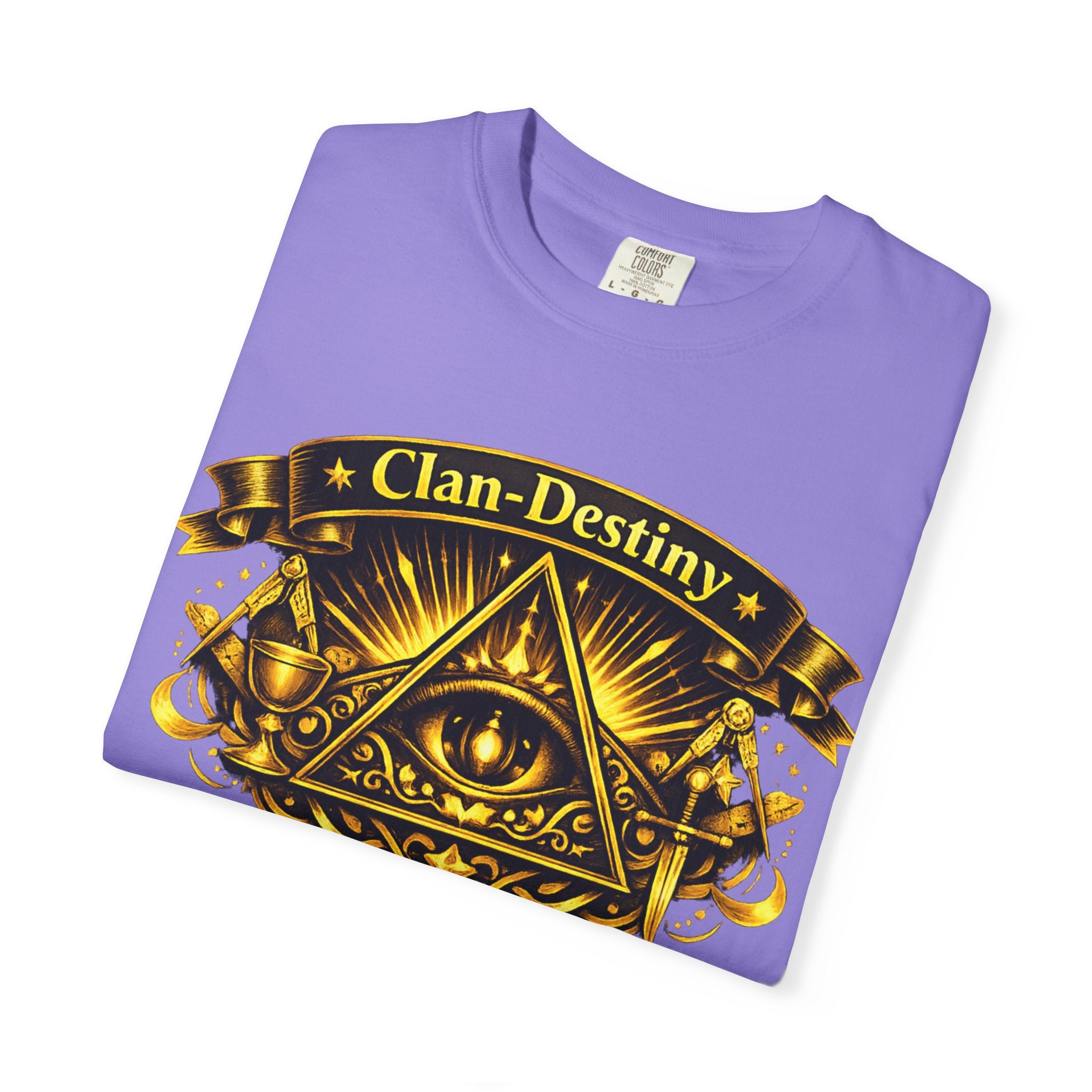 Mystic Eye T-Shirt — "Clan-Destiny" Gold Pyramid Graphic