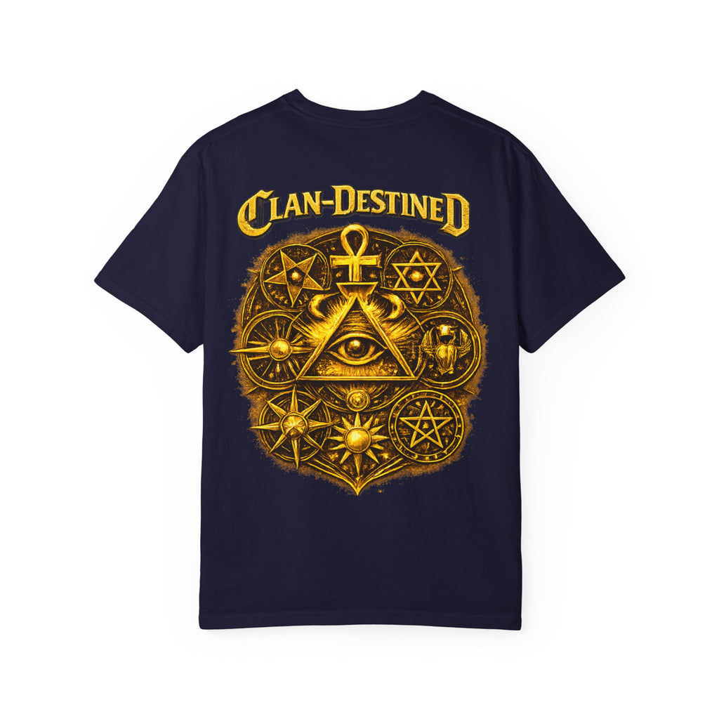 Mystic Sigil T-Shirt — Golden All-Seeing Eye & Esoteric Symbols Graphic Tee