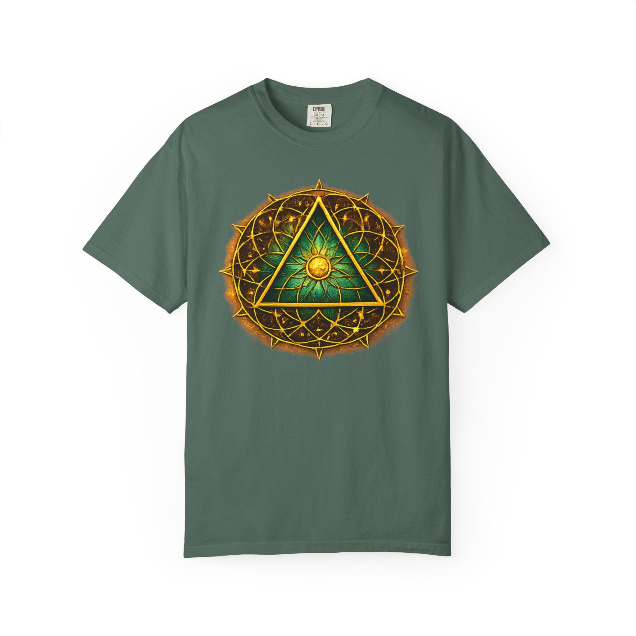 Mystic Sigil T-Shirt — Golden All-Seeing Eye & Esoteric Symbols Graphic Tee