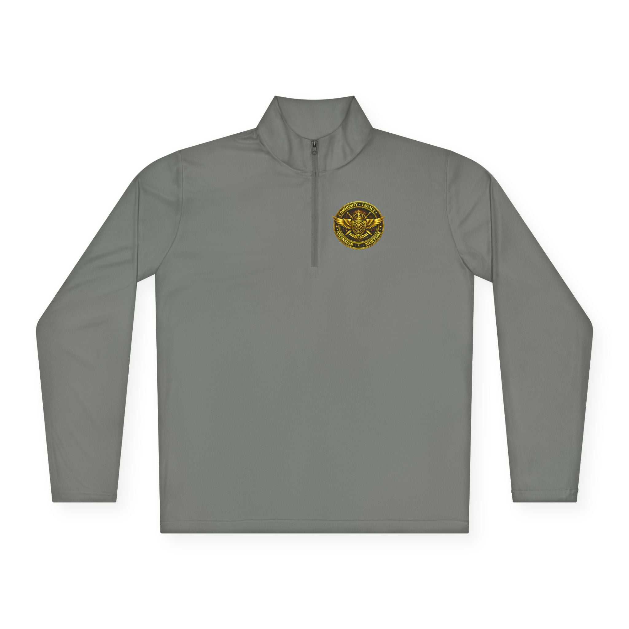 Ember Sigil Quarter-Zip Pullover — Fantasy Crest Backprint & Chest Emblem