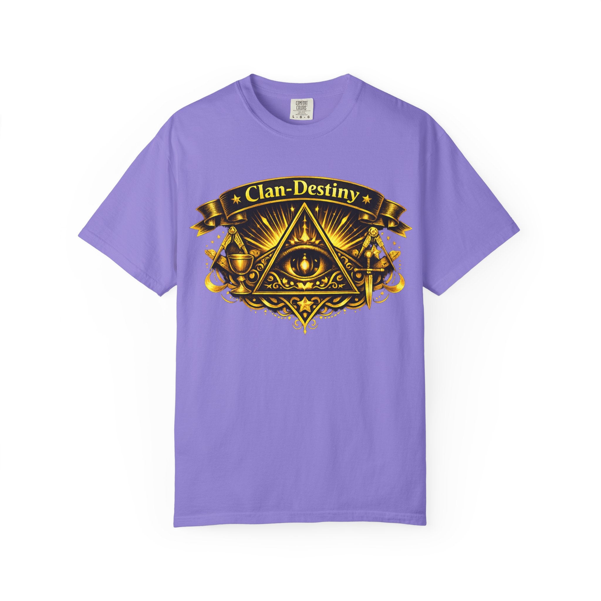 Mystic Eye T-Shirt — "Clan-Destiny" Gold Pyramid Graphic