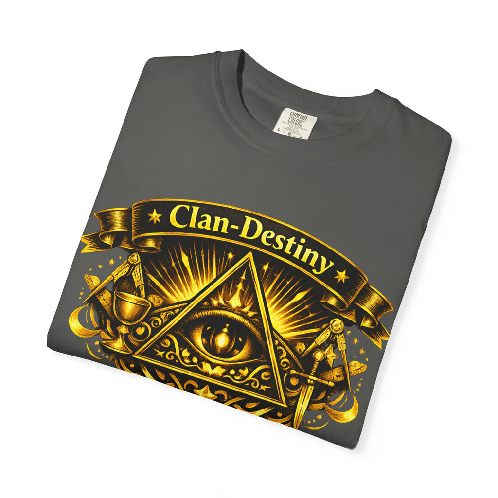 Mystic Eye T-Shirt — "Clan-Destiny" Gold Pyramid Graphic