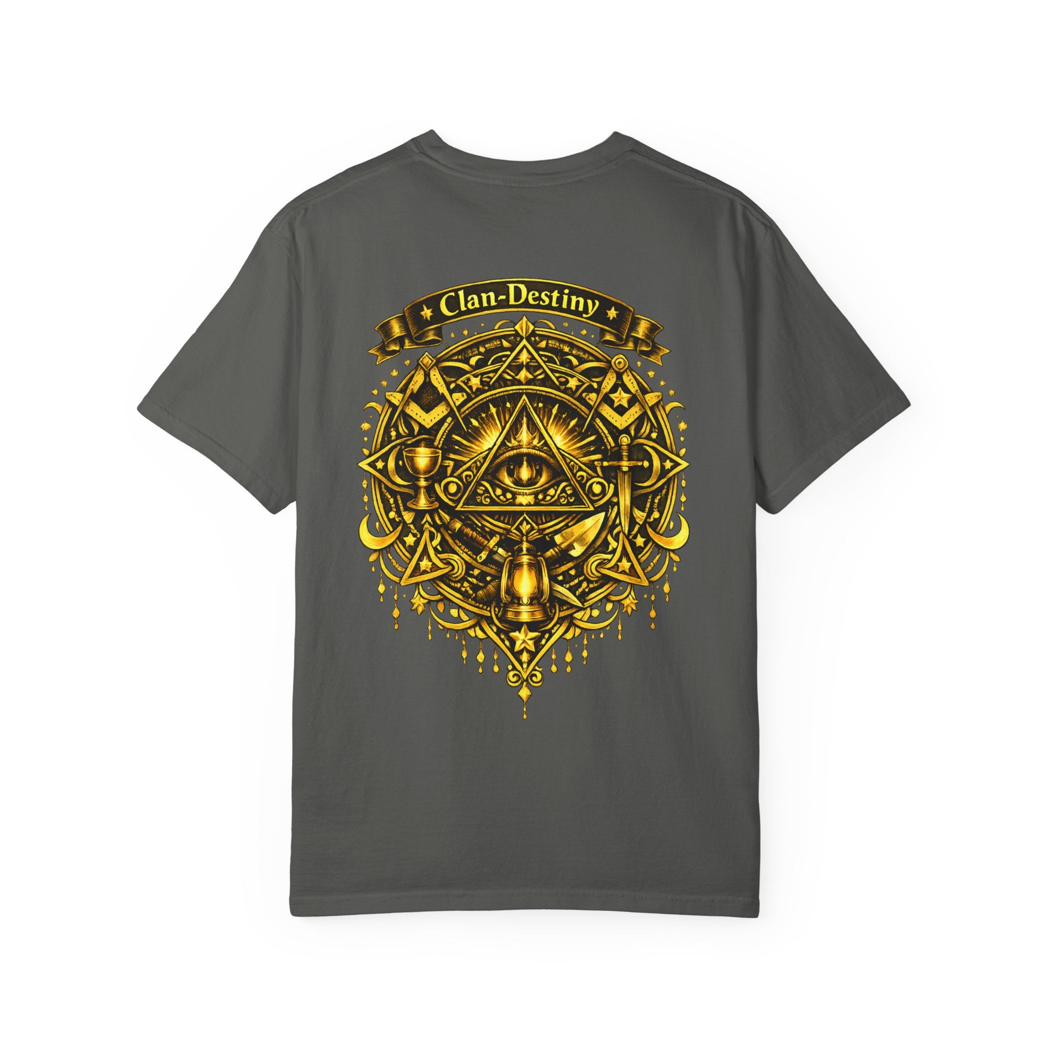 Mystic Eye T-Shirt — "Clan-Destiny" Gold Pyramid Graphic
