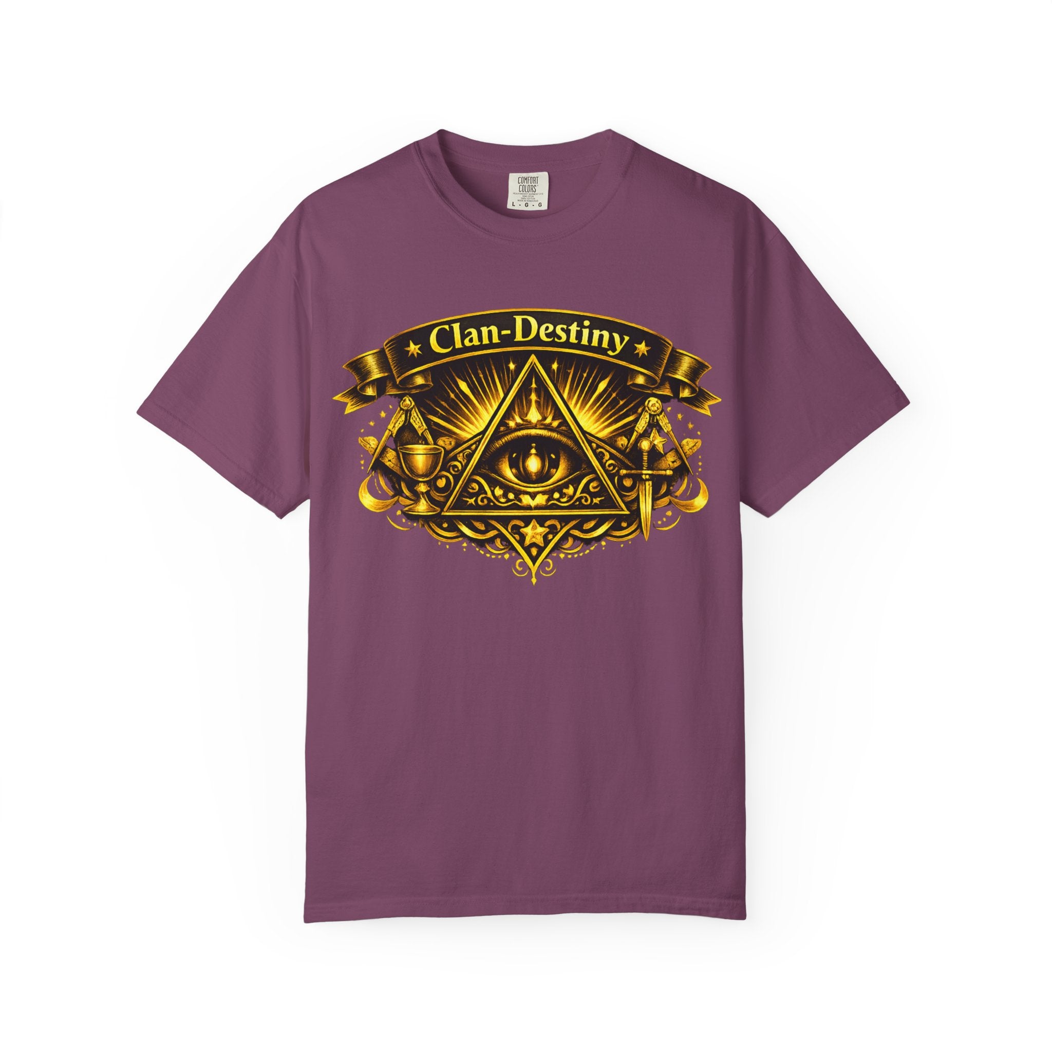 Mystic Eye T-Shirt — "Clan-Destiny" Gold Pyramid Graphic