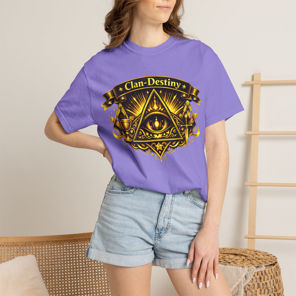 Mystic Eye T-Shirt — "Clan-Destiny" Gold Pyramid Graphic