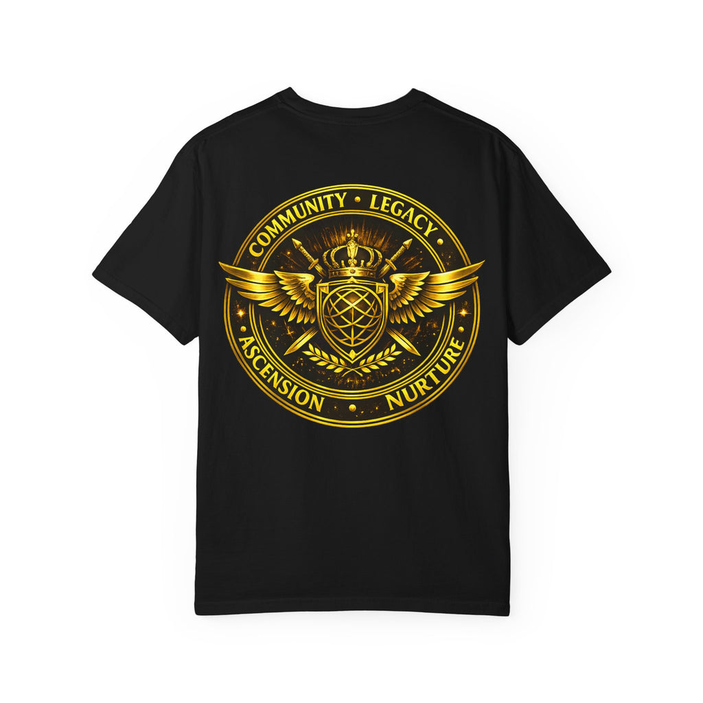 Clan-Destined Graphic T-Shirt — Gold Crown & Wings Emblem