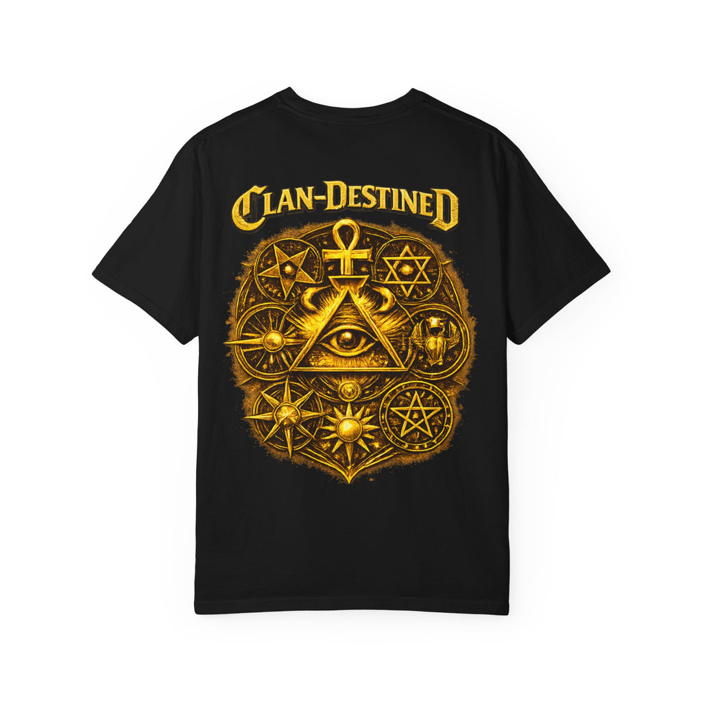 Mystic Sigil T-Shirt — Golden All-Seeing Eye & Esoteric Symbols Graphic Tee