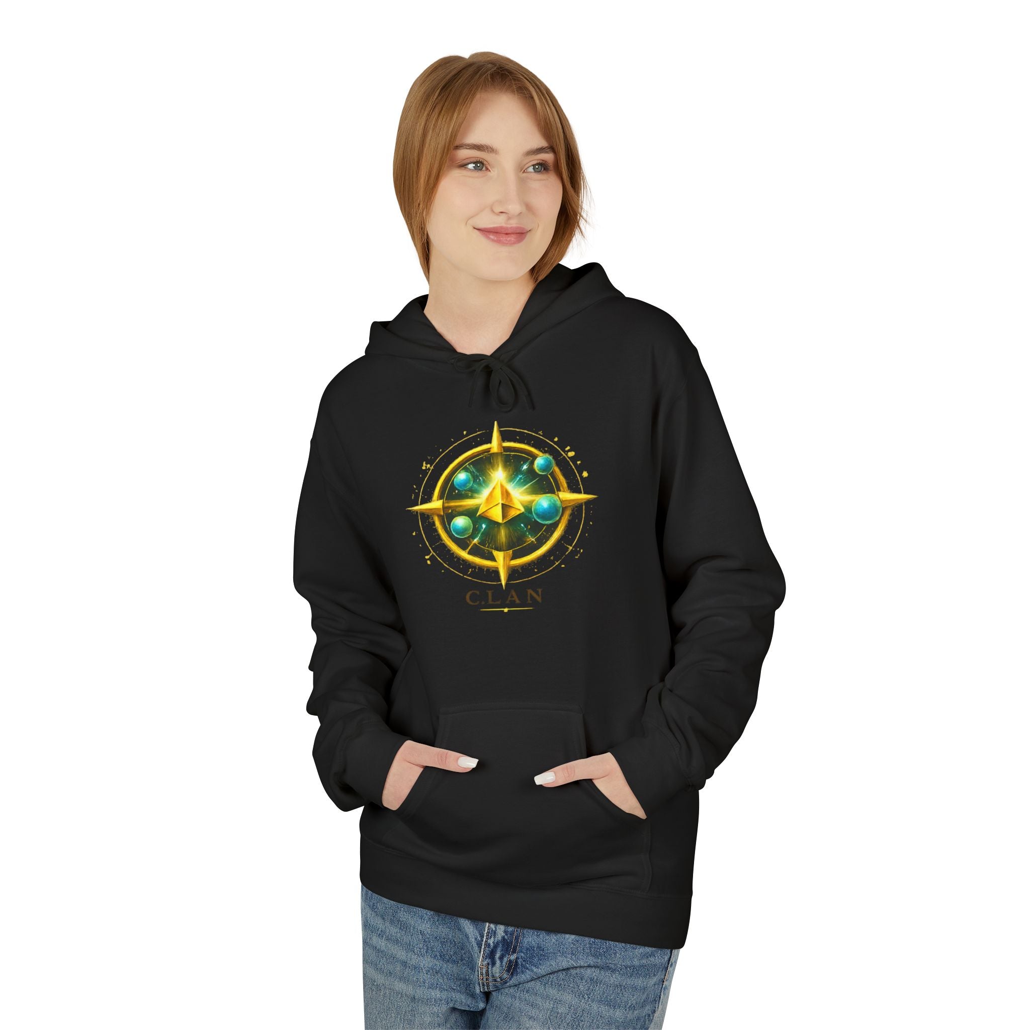 Clan Emblem Hoodie — Gold & Emerald Symbol Pullover