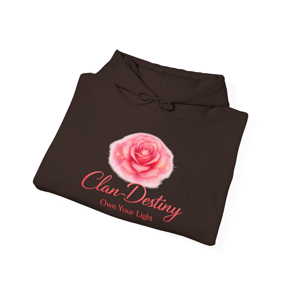 Clan Destiny Floral Rose Hoodie — "Own Your Light" Inspirational Pullover