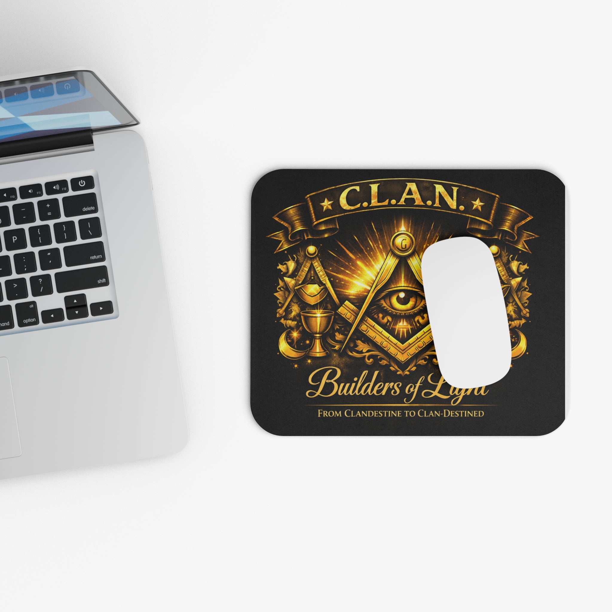Embroidered Crescent Moon & Star Mouse Pad — Mystical Gothic Desk Mat