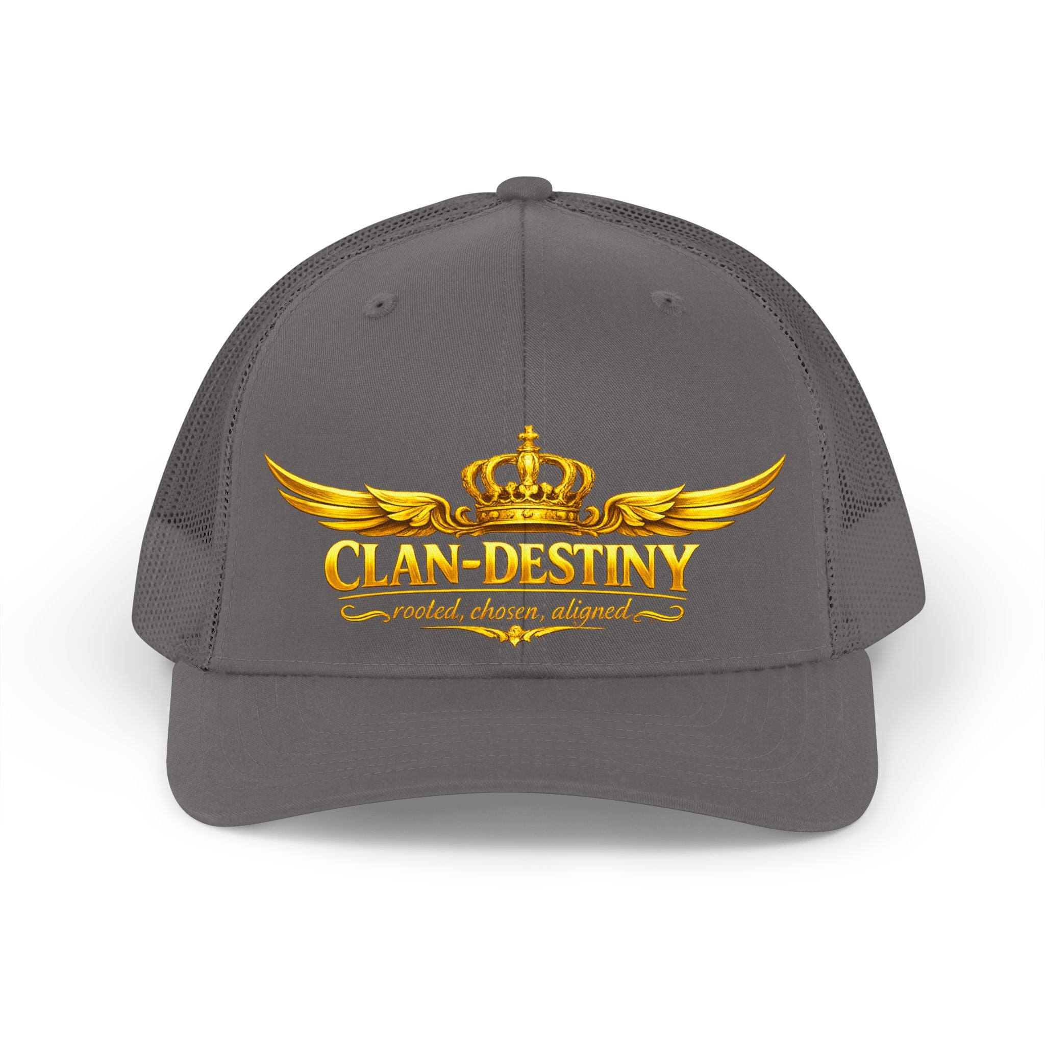 Vintage Trucker Hat — "Clan Destiny" Gold Crown Wing Logo