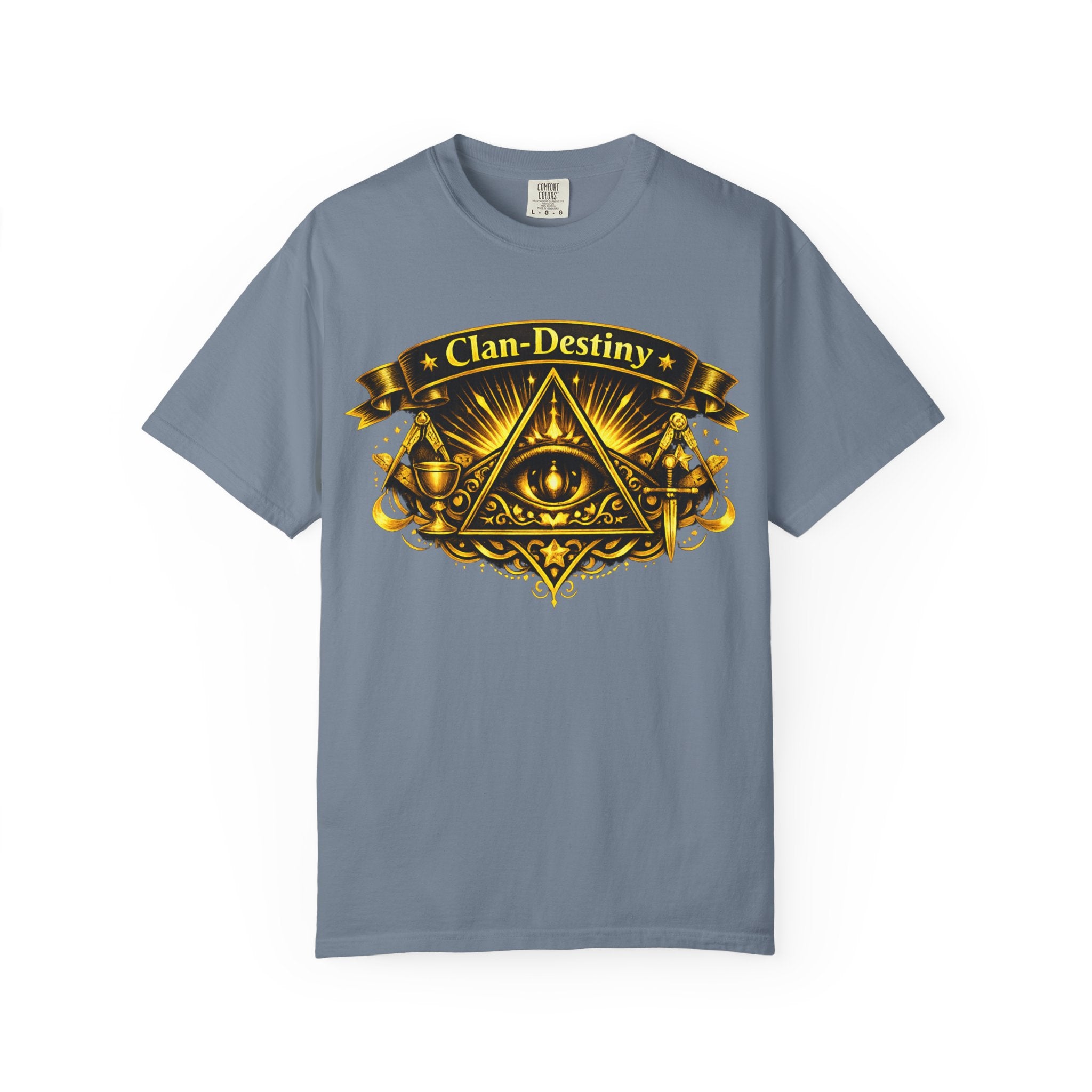 Mystic Eye T-Shirt — "Clan-Destiny" Gold Pyramid Graphic