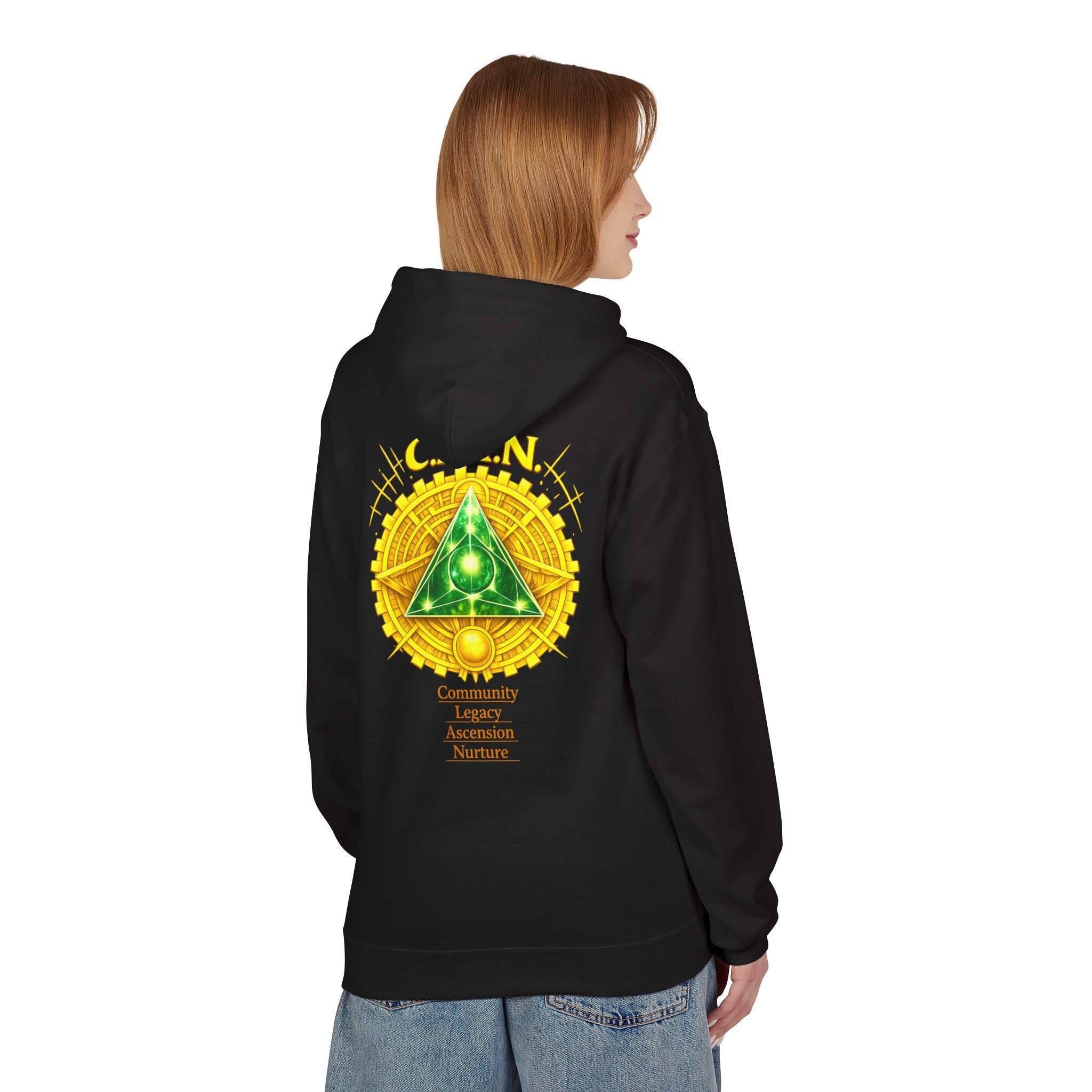 Clan Emblem Hoodie — Gold & Emerald Symbol Pullover