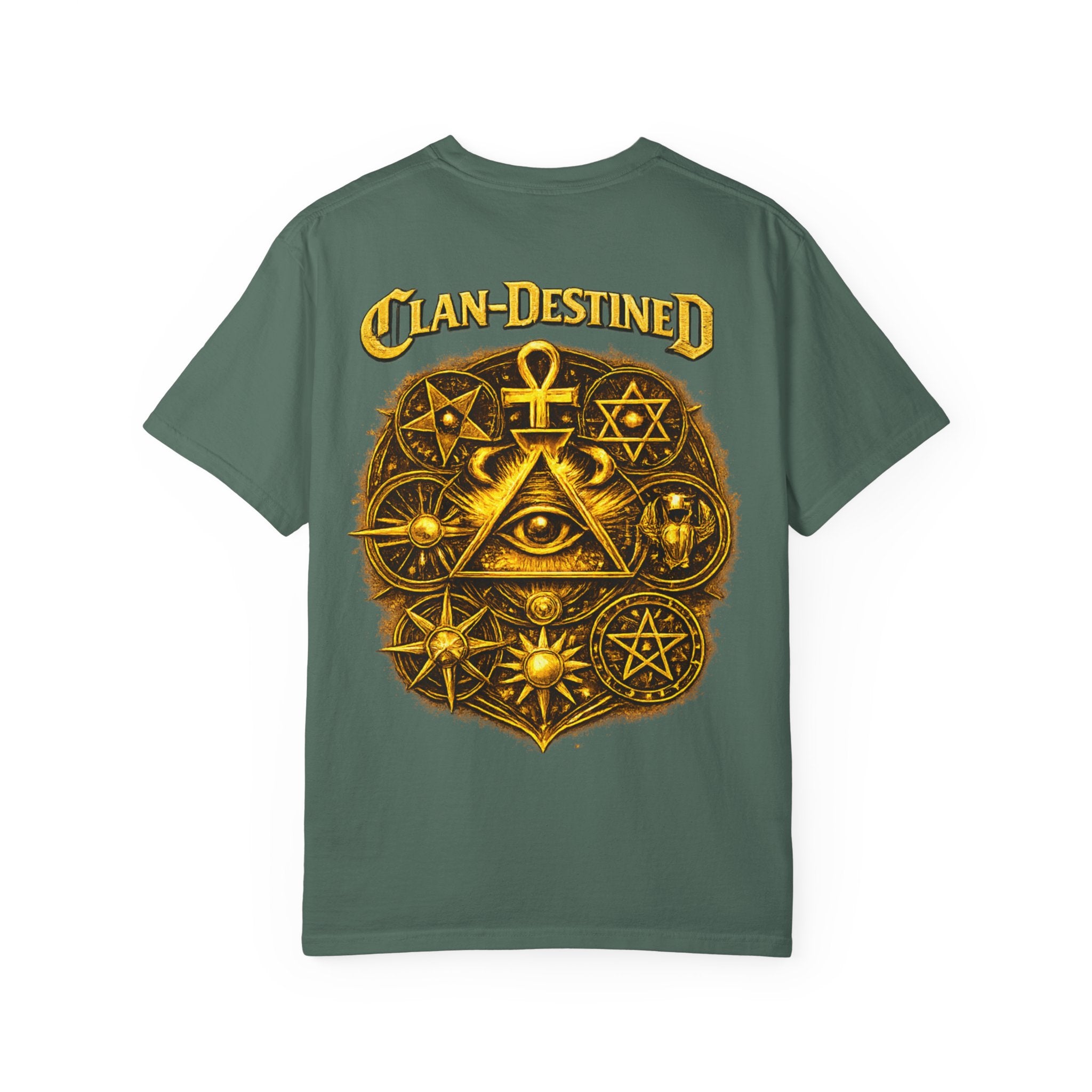 Mystic Sigil T-Shirt — Golden All-Seeing Eye & Esoteric Symbols Graphic Tee